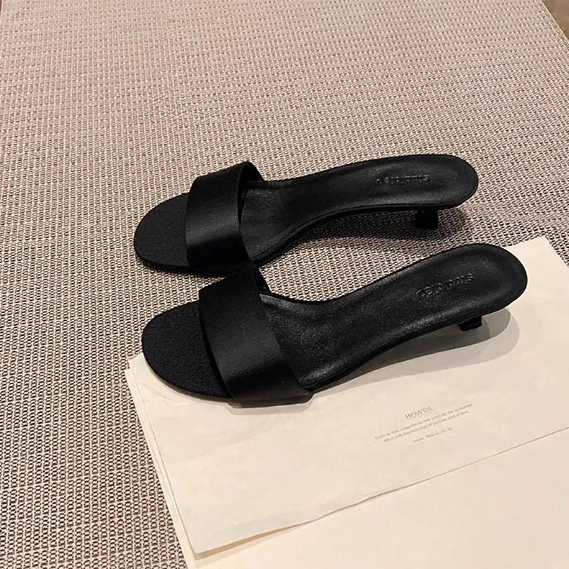 Fashion Summer Shoes Open Toe Slip On Women's Slippers Designer Ladies Elegant Dress Shoes Street Style Thin Heel Slides Women's Sandals