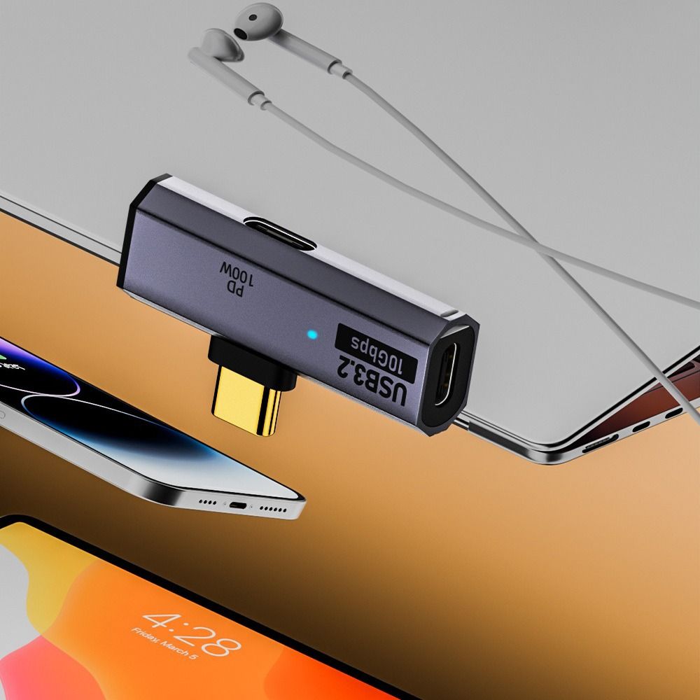 Конвертер для зарядки Type-C 10 Гбит/с PD 100 Вт Адаптер USB-C на USB 3.2 Разветвитель OTG 2 в 1