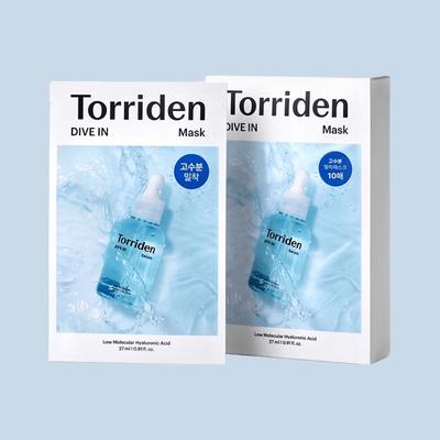 Маска с низкомолекулярной гиалуроновой кислотой Torriden Dive-in, 10 листов, 1 набор