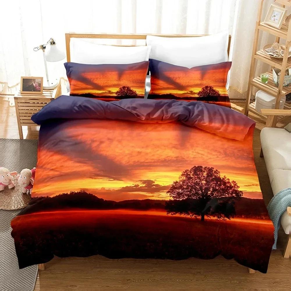 Комплект постельного белья Goldon Sunset, тропический пляжный праздник, пододеяльник, комплект постельного белья для девочек, пододеяльник с изображением восхода солнца, наволочка, одинарный, двойной