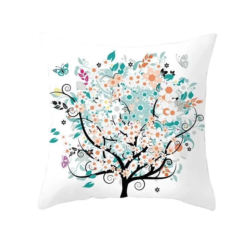 Colorful Tree Print Creative Fashion Cushion Cover Pillowcase Decorative Sofa Home Decor