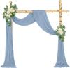 White Wedding Arch Draping Fabric, 1 Panel Champagne Drapes Sheer Backdrop Curtain Chiffon Drapes for Wedding Ceremony