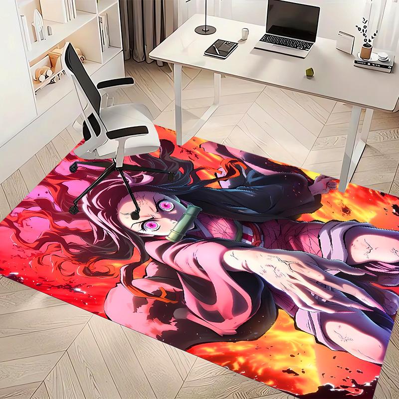Demon Slayer Nezuko Printed Absorbent Washable Carpet, Non-Slip Bathroom Mats, Kitchen Rugs, Yoga Mat,Living Room Entrance, Camping Picnic Rugs