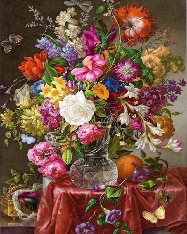 5D DIY Алмазная картина Полный дрель Круглый цветок Алмазная вышивка Полный набор Вышивка крестом Стразы Мозаика Домашний декор