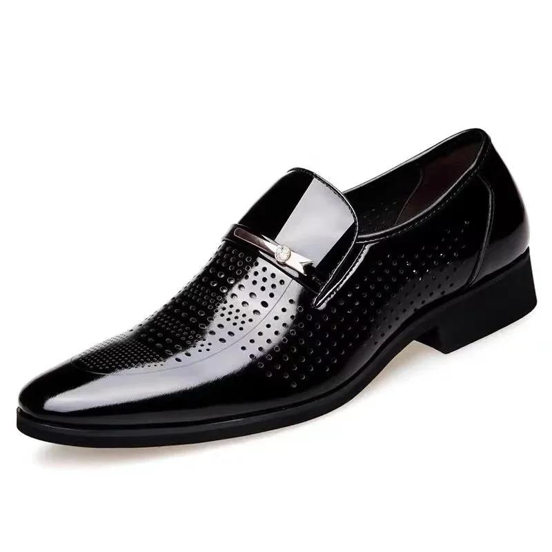 Luxury Business Oxford Leather Shoes Men's Breathable Patent Leather Formal Shoes Plus Size Mans Office Wedding Flats Male Black
