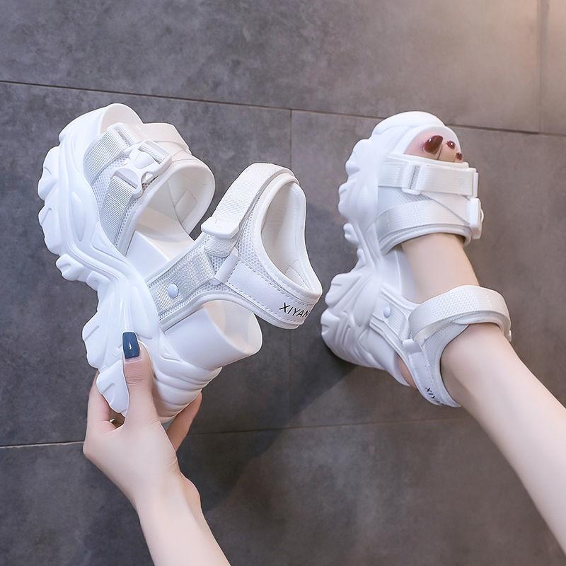 Туфли на платформе Женские сандалии Туфли на танкетке Увеличивающие рост Женские пляжные сандалии с пряжкой на толстой подошве Женские сандалии