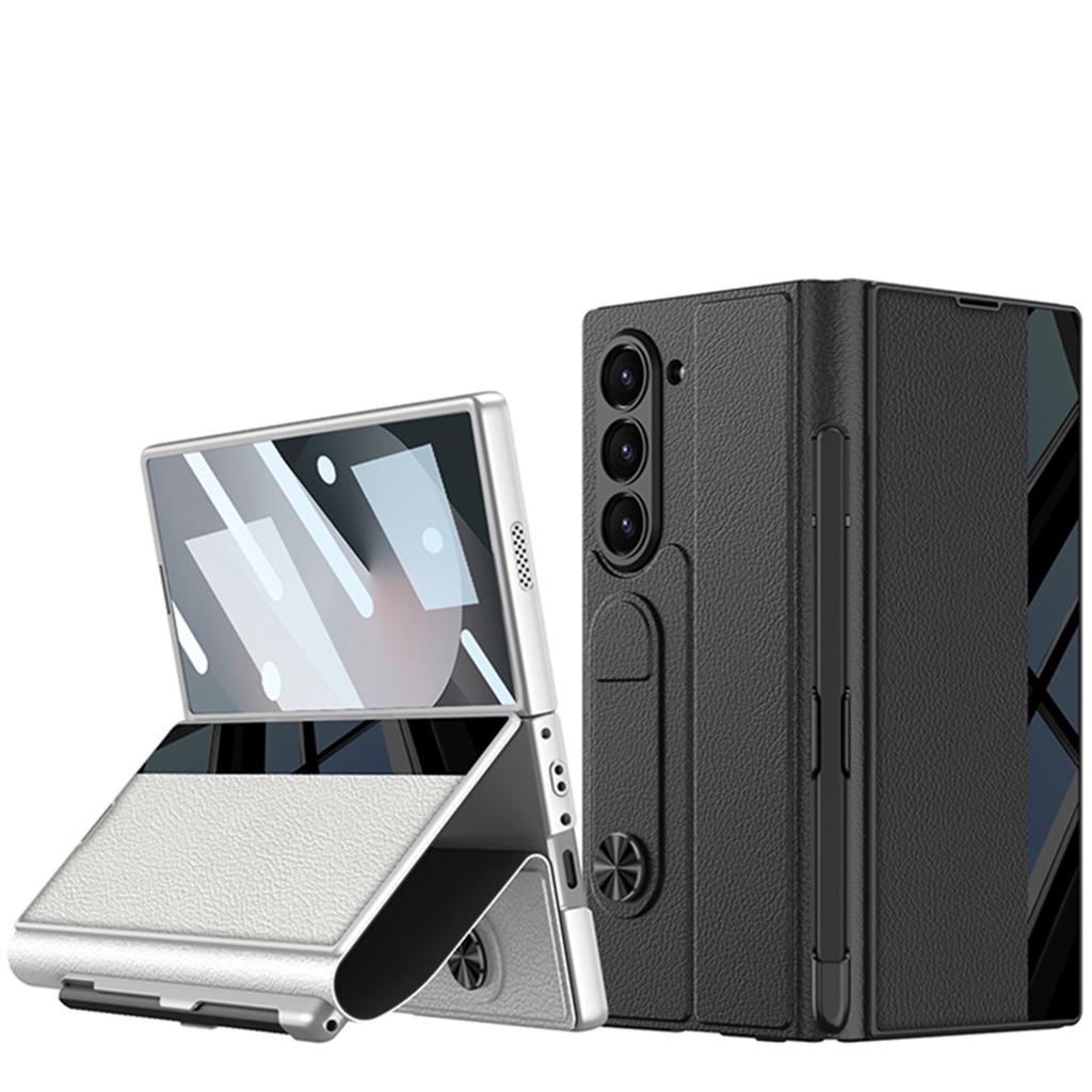 Мобильный телефон Samsung Z Fold6 Кронштейн из хитиновой кожи Складной экран Защита от падений Чехол-книжка Кожаный чехол Пленка Встроенный слот для ручки
