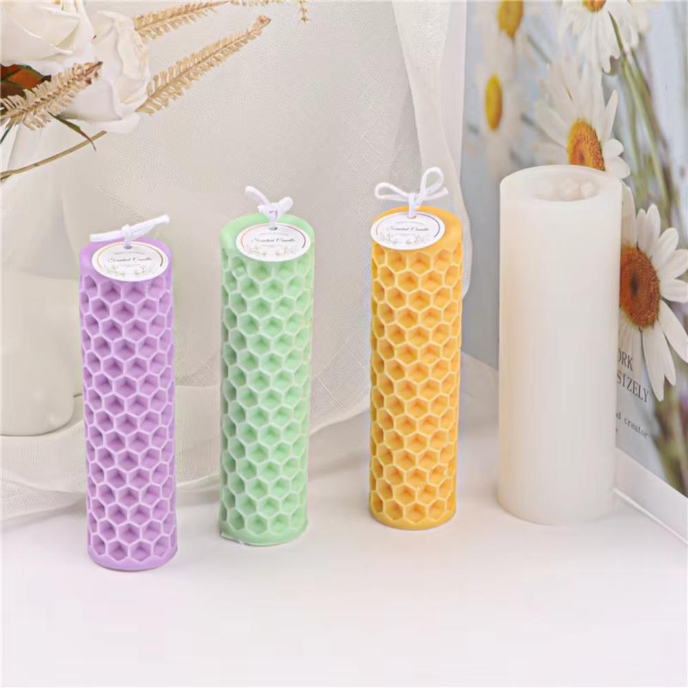 Silicone Cylinder Mold DIY Beehive Candle Mold Creative 3D Textured Mold Scented Candle Making