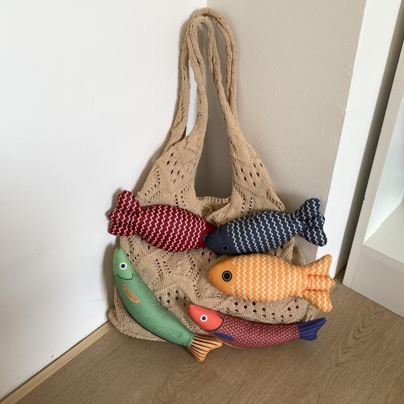 Нишевая креативная вязаная сумка женская летняя новая универсальная сумка через плечо мультяшная сумка-тоут для поездок на работу