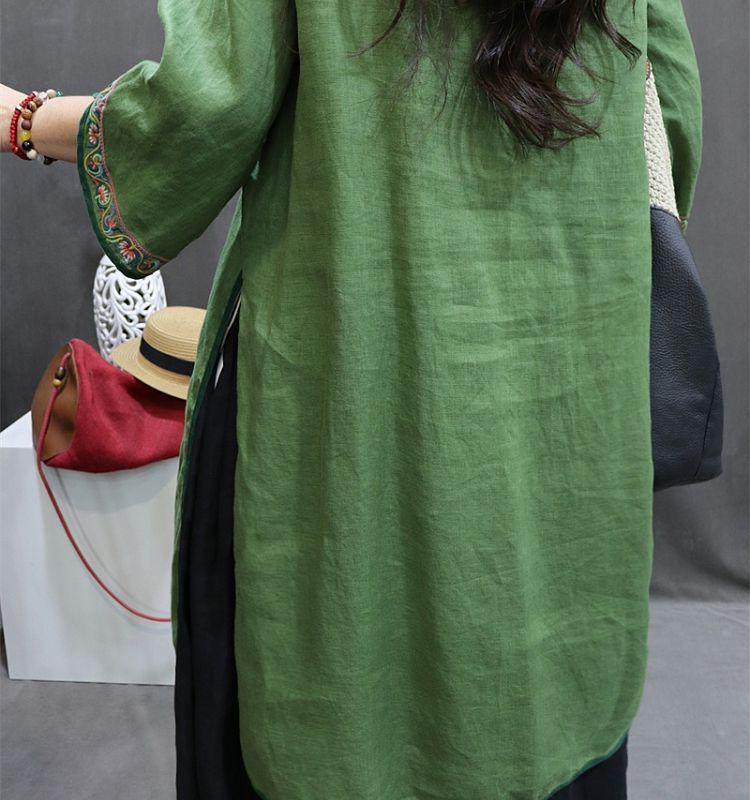 Женское ретро китайское вышитое платье-рубашка - Большой размер, Весна/Осень