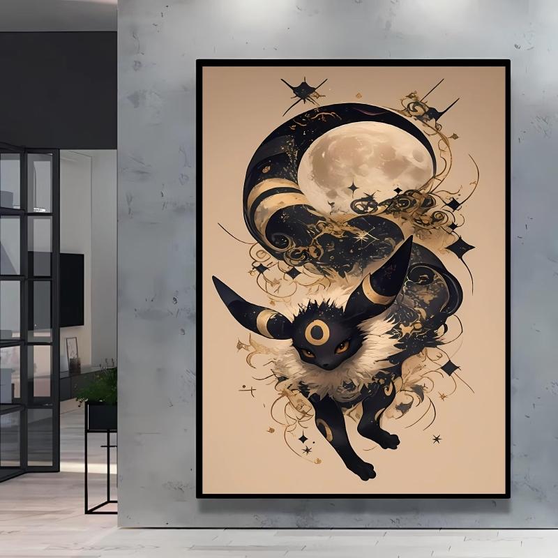 Japanese Anime Canvas Paintings Pokemon Umbreon Retro Style Cartoon Picture Modern Home Living Room Children's Room Decor Poster
