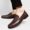 Men Shoes Dress Shoes Genuine Leather Men Slip On Business Casual Shoes Classic Soft Moccasins Breathable Men Flats Driving Shoe