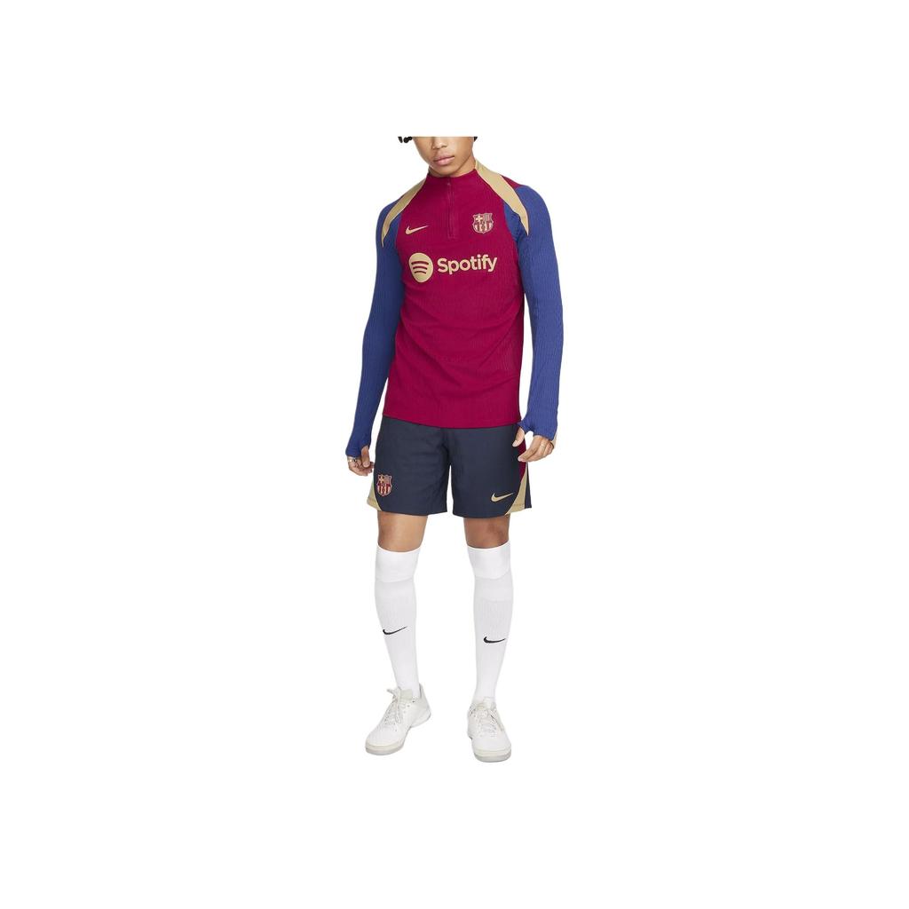 Nike Футболка FC Barcelona Strike Elite с цветным принтом и круглым вырезом, с длинным рукавом, мужские топы, красные FJ5373-621