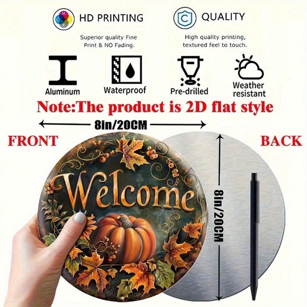 Vintage Tin Sign Autumn Pumpkin Welcome Wall Decor Home Cafe Bar