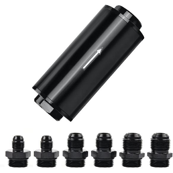 EVIL ENERGY 40 Micron Fuel Filter Inline With 6AN 8AN 10AN Adapter Universal 60MM