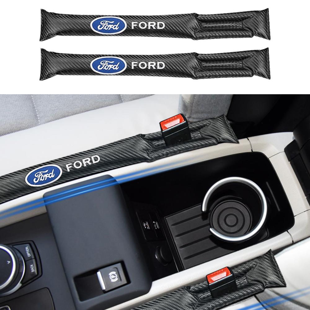 AAAMR1 Carbon Fiber Leather Car Seat Gap Strip Belongings Leakproof Plug For Ford Focus Fiesta Mondeo S-MAX Kuga Mustang Accessories