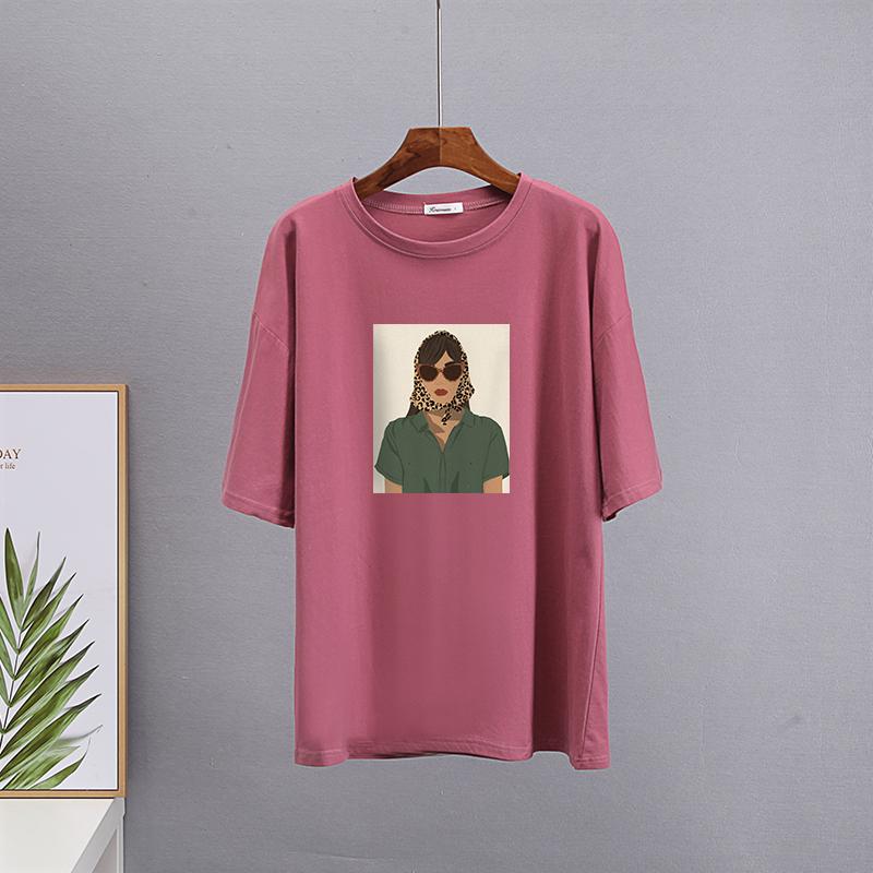 Hirsionsan летние футболки из 100% хлопка с принтом персонажей, женские повседневные простые базовые футболки, женские модные универсальные топы