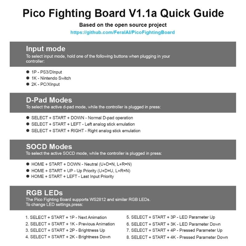 Плата для аркадного стика Pico Fighting Board, используемая для Pico, поддержка XInput PC и DInput, Switch