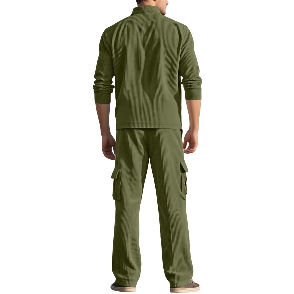 Мужская рубашка с длинным рукавом, рабочие брюки, вельветовая куртка и повседневный костюм