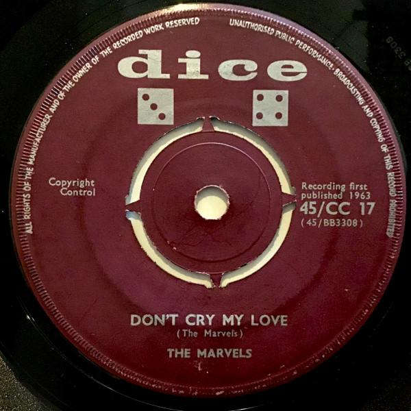 7-дюймовая пластинка MARVELS Dont Cry My Love Wont You Come 45CC17 Dice 1963 Великобритания Регги Ска Даб Б/у