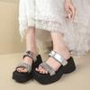 2025 Summer New Fashionable Running Water Diamond Outer Wear Versatile Thick-soled Cool Slippers Muffin Bottom Beach Shoes