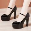 Women's Patent Leather Wedding Shoes Platform Shallow Mouth Women Pumps Concise Super High Heels Party Shoes Female