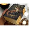 200 Page Large Grimoire Vintage Leather Journal, Tree of Life Fat Journal, Blank Spell Book of Shadows Celestial Gifts For Him Her