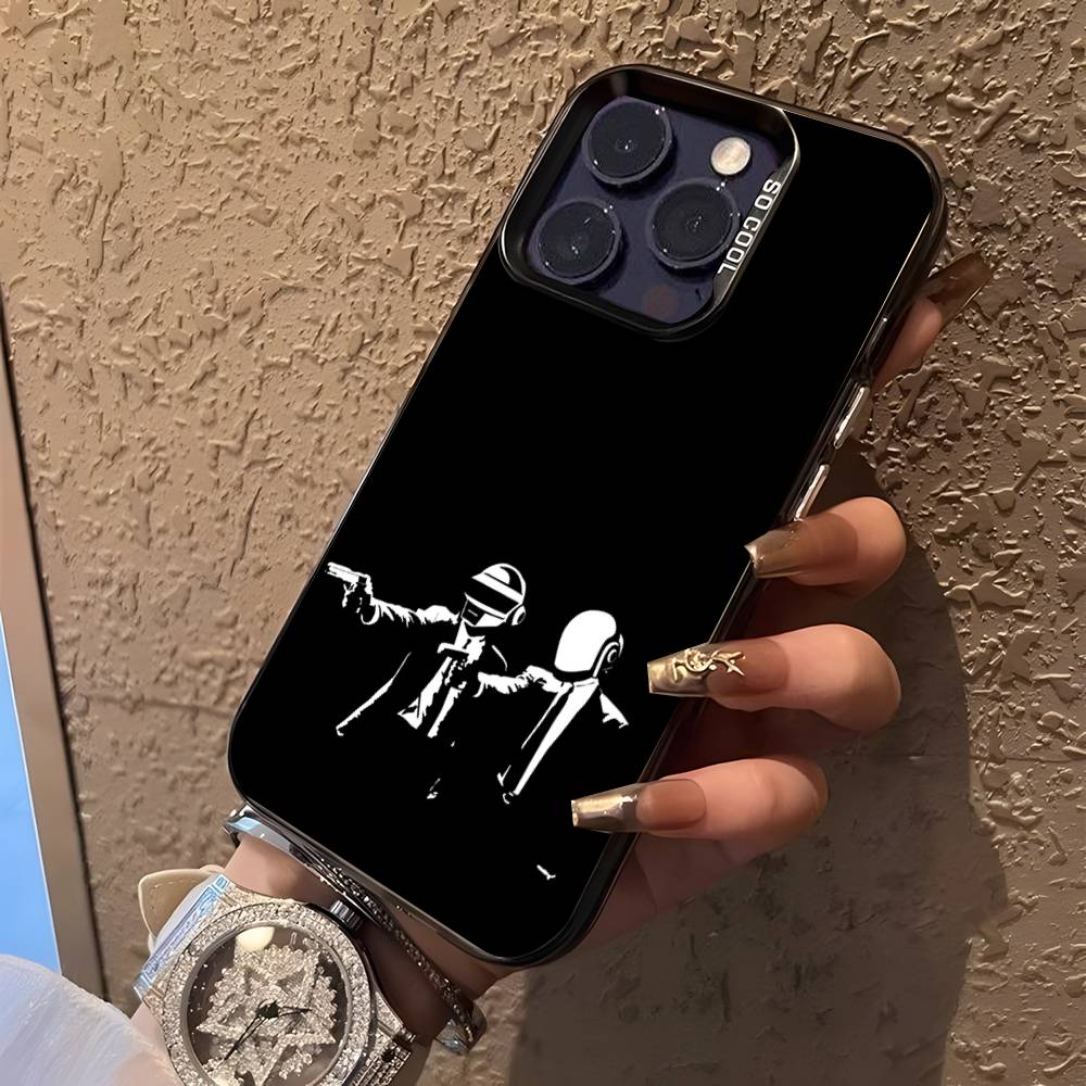 D-Daft Punk Группа Для Черный Конфетный Матовый Чехол iPhone 17,16,15,14,13,12,11,Mini,Pro,E,SE4,XS,MAX