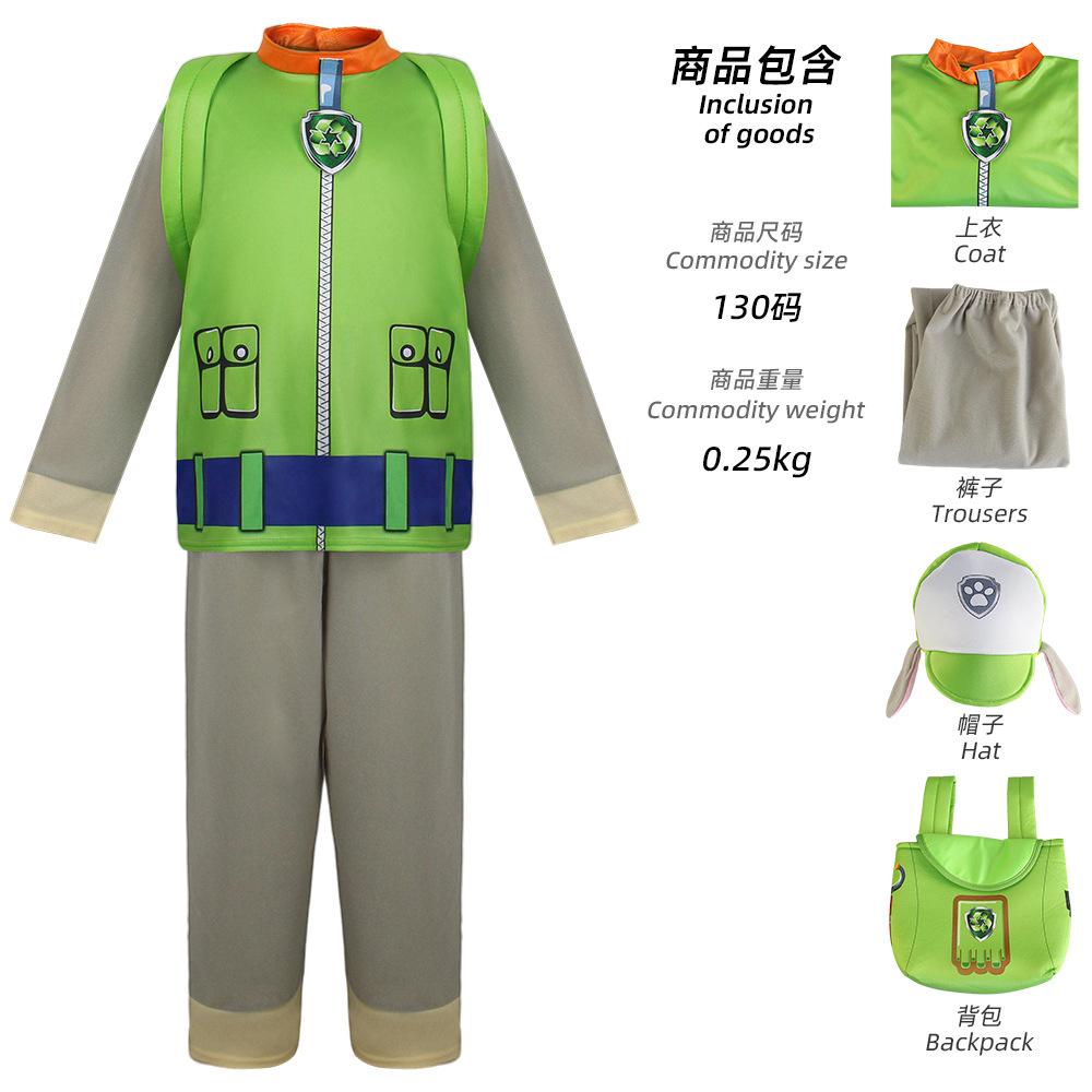 PAW Patrol Dog Costume for Kids, Chase Marshall Cosplay Outfit for Children's Day Party Dress Up Halloween Role Play Set