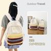 Summer New High-Value Japanese Style Ins Style Color-Block Striped Backpack for Women College Style Double Shoulder Bag