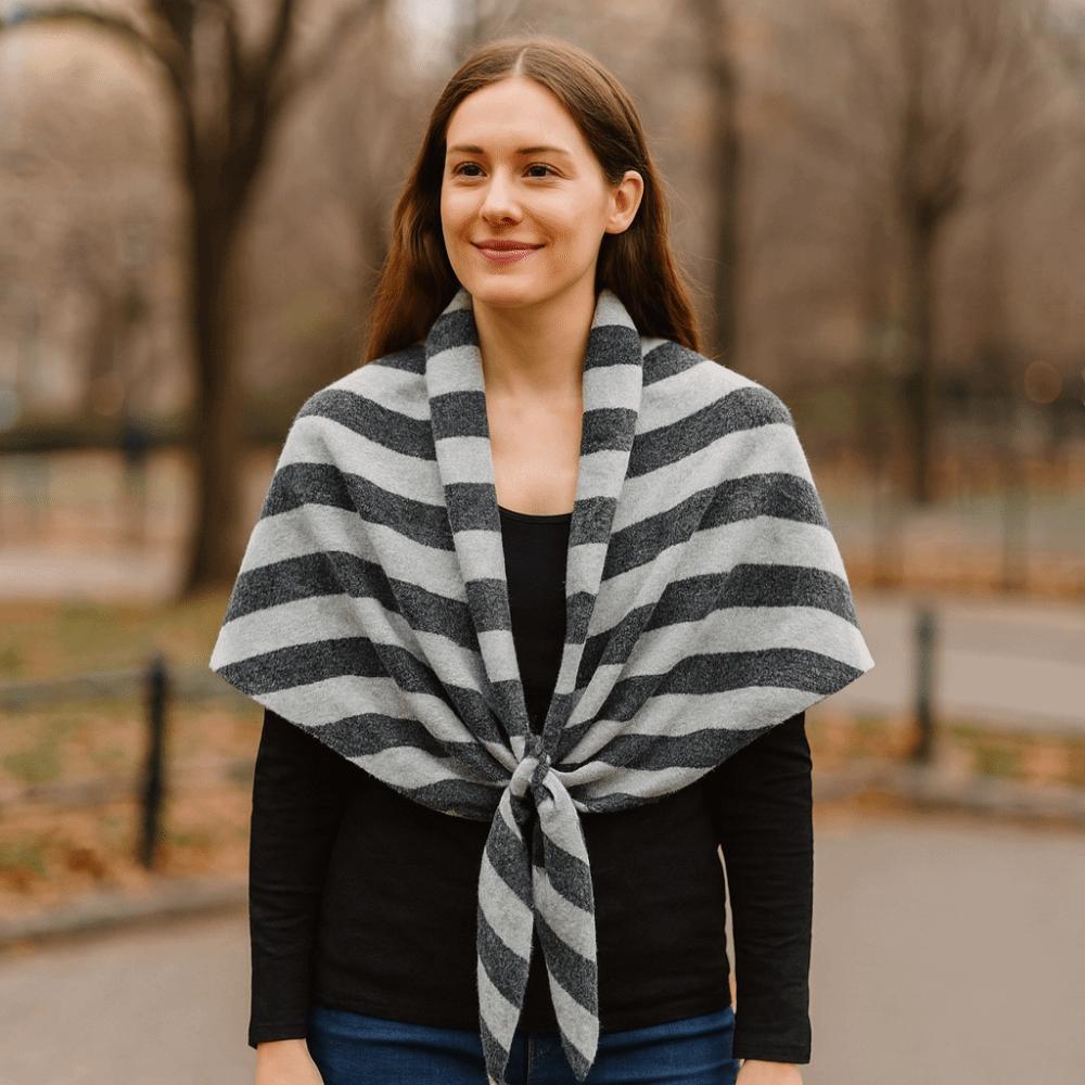 Plush Knitted Triangle Scarf Korean Style Cape Wraps Retro Striped Scarf Autumn Winter