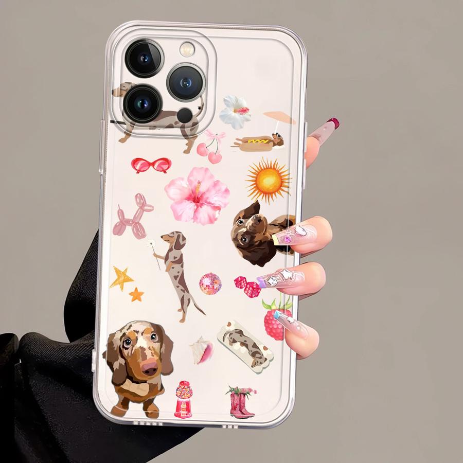 Мультяшный Кот и Собака Мягкий Чехол-Крышка для Телефона для iPhone 17 Pro Max 11 14 Plus Air XR 12 Mini 7 8 13 Pro 16 XS Max 15
