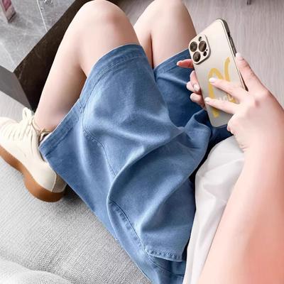 Летние Тонкие С высокой талией Свободные Прямые А-силуэта Тонкие Новые Широкие Пятиточечные брюки