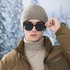 Утепленная и теплая Осенью и Зимой Вязаная Шапка Бини Повседневная Большой Окружности Головы Шапка с Отворотом Уличная Защита от Холода Универсальная Холодная Шапка Тренд