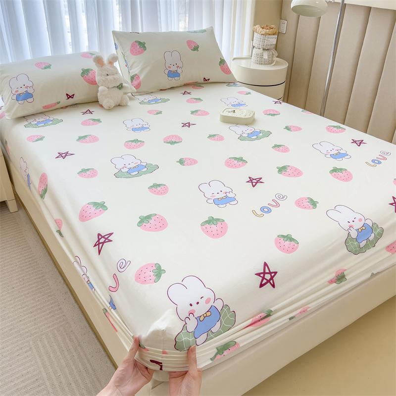 Pure Cotton Bedsheets Skin-friendly Fitted Sheet Cartoon Style Bed Linen Queen Size Bed Cover sabanas (Pillowcase Need Order)