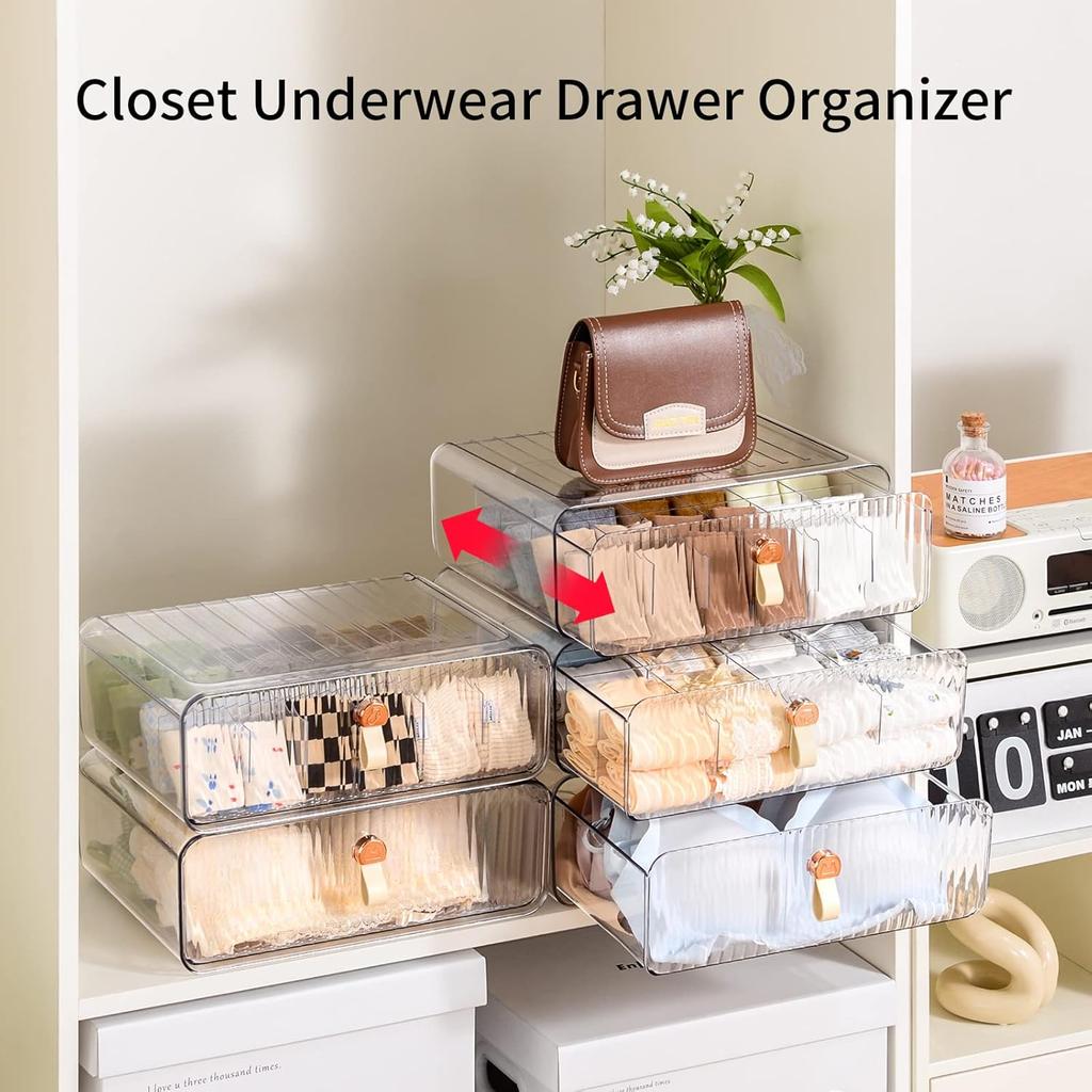 Drawer-type Full Transparent Household Single-compartment Underwear Storage Box Stacked Bra Storage Rack