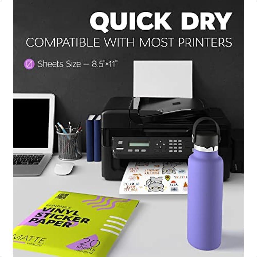 Премиальная печатная виниловая бумага для наклеек для струйного и лазерного принтера 20 листов белой матовой бумаги для наклеек водостойкость долговечность клей