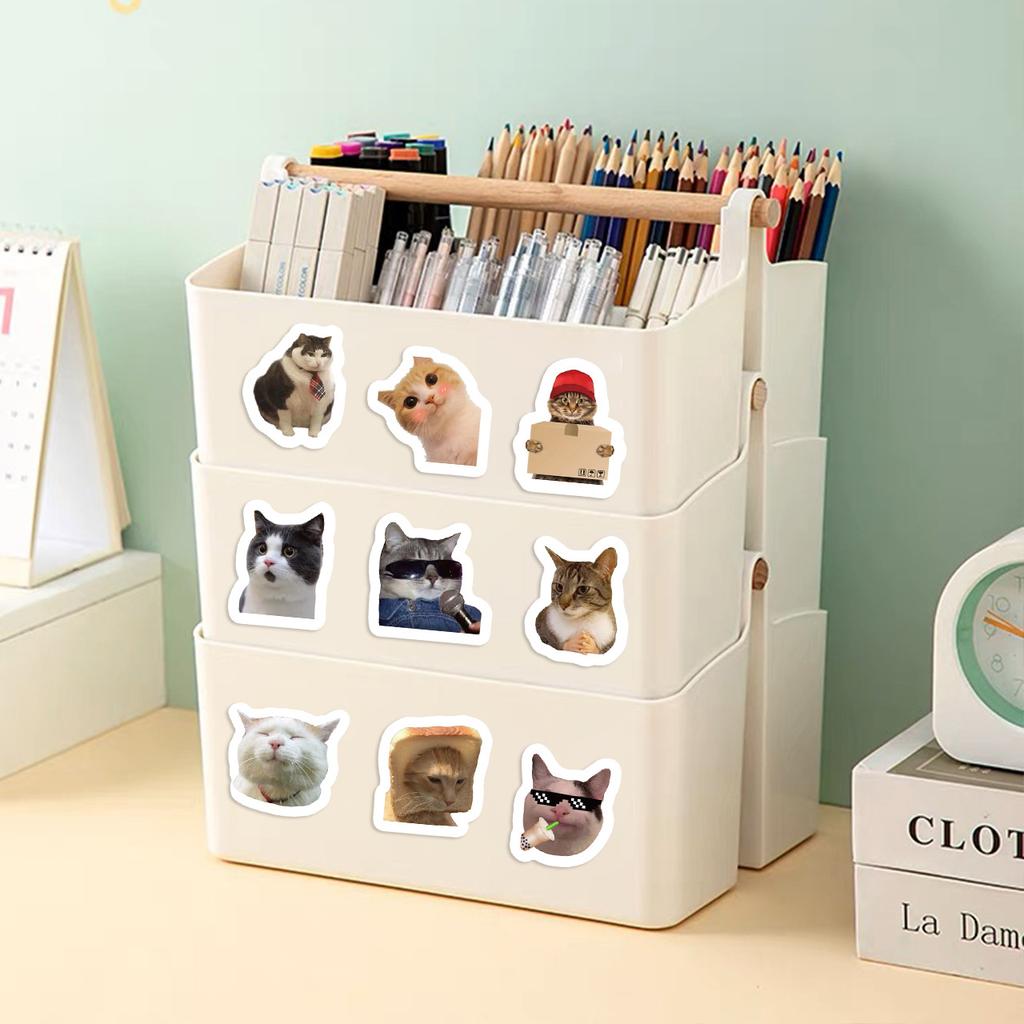 500 Pictures/roll Roll Stickers Tape Cat Expression Handbook Material Decorative Envelope Seal Stickers