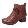 Retro Mother Soft-soled Short Boots Women's Autumn and Winter Soft Leather Boots 2025 New Middle-aged and Elderly Middle-heeled Velvet Leather Shoes
