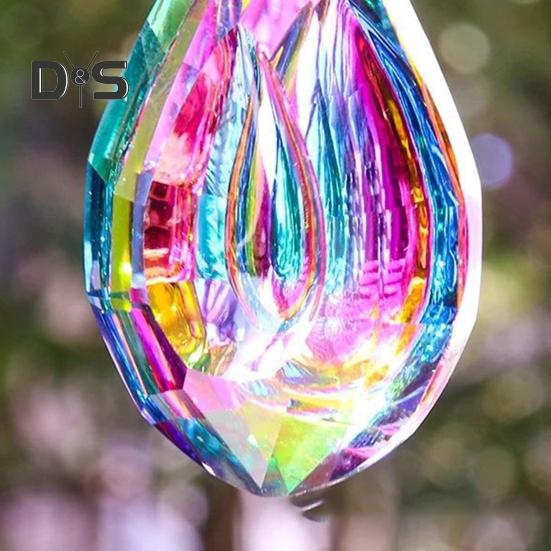 Faux Crystal Prism Sun Catcher Decoration Indoor Outdoor Garden Window Hanging Rainbow Maker Clear Waterdrop Hanging Ornament Pendant