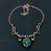 Dazzling Emerald Lab-Created Gemstone Handmade Pure Copper Wire Wrap Jewelry Necklace