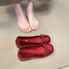 Первая встреча сезон бант красный одиночные туфли женские 2026 универсальные ленивые на плоской подошве женская обувь увеличение роста