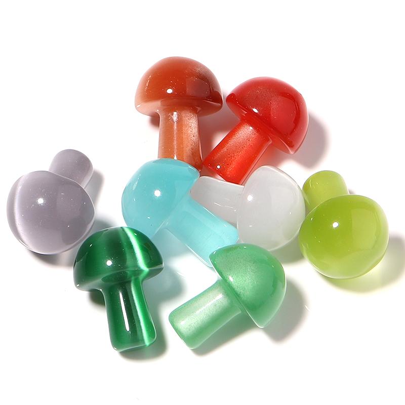 5Pcs/Lot 20×15mm Cat's Eye Beads Colorful Mushroom Shaped Nonporous Accessories For Jewelry Production Diy Charm Pendant