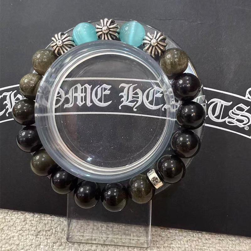 Chrome Hearts Angel Eye Gold & Obsidian Cross Bracelet for Men & Women - Valentine's Day & Christmas Gift