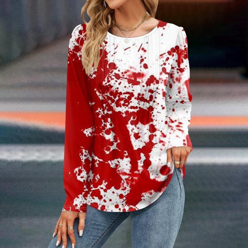 Женская осенняя мода повседневные топы на Хэллоуин с длинным рукавом рубашки свободные пуловеры