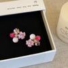 Элегантные серьги-цветы с розовыми кристаллами циркония для женщин - Высококлассные, милые и универсальные модные аксессуары