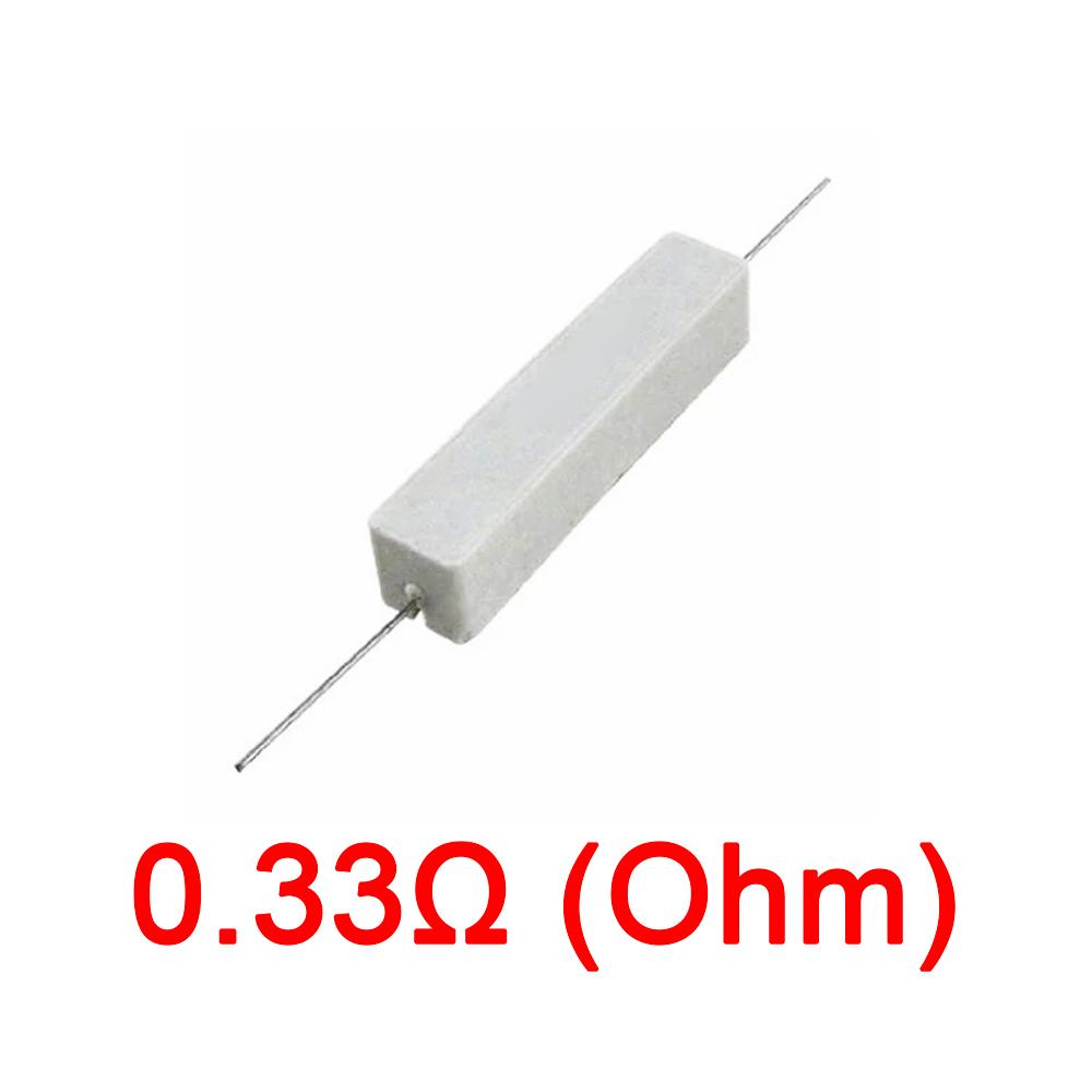 10PCS Wirewound Ceramic Cement Power Resistor Fixed Horizontal 20W Watt 0.1ohm - 100Kohm Vertical Axial Lead Resistance 5% 0.1/0.22/0.47/100/1K R Ohm
