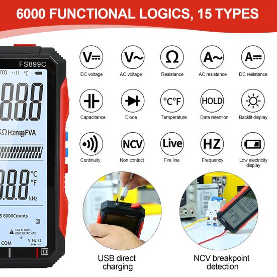 CZD-FS899C Multimeter Full-screen Digital High Precision Overload Prevention Hand-held Multimeter
