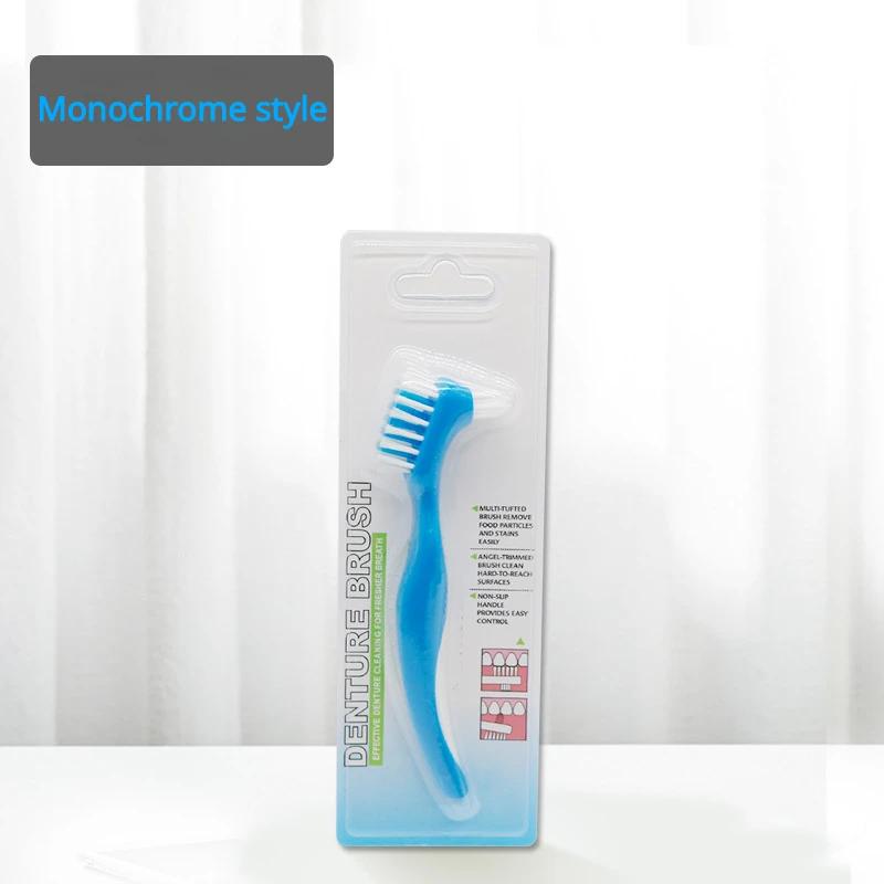 1Pc Denture Cleaning False Teeth Brush Dual Heads Gum Cleaner Oral Orthodontic Braces Descaling Handle Reusable Care Supplies