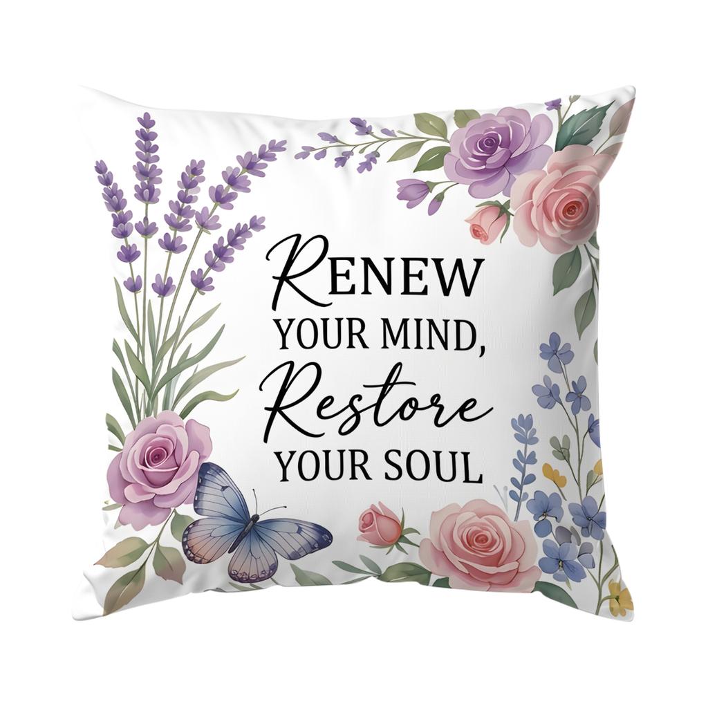 4pcs Butterfly Flower Motto Design Cushions Pillowcase Polyester Cushion Cover Throw Pillow Pillowcover Home Car Sofa Decor
